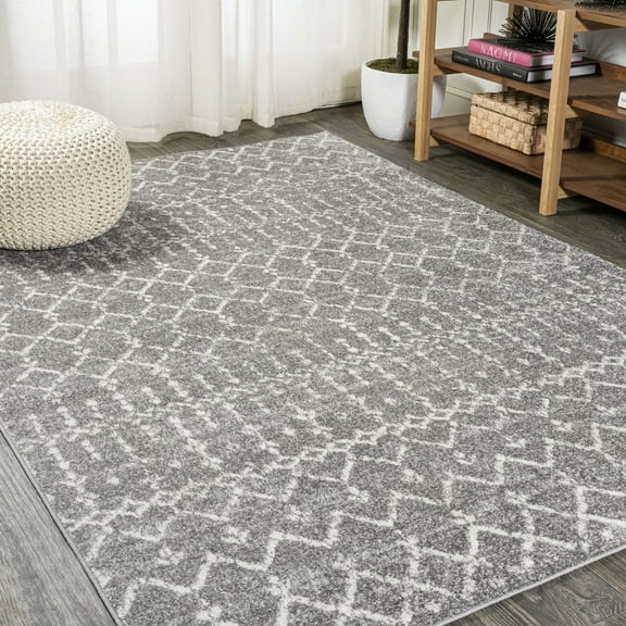 JONATHAN Y MOROCCAN HYPE 10 x 13 Area Rug, Boho Vintage Diamond - Gray/Ivory, MOH101C-13