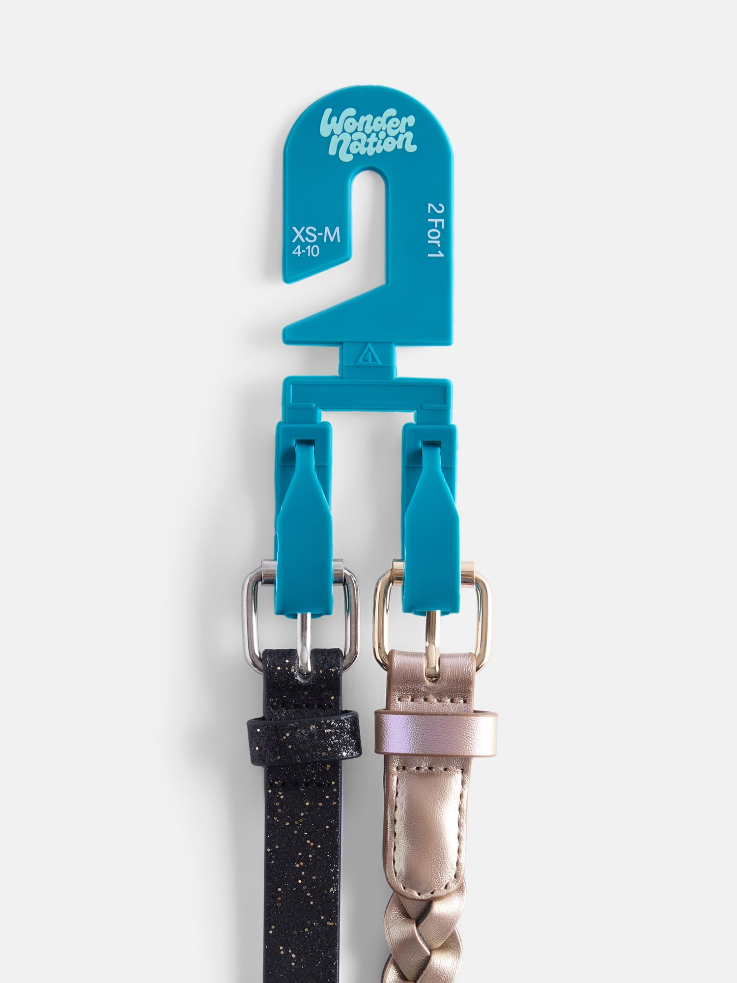 Wonder Nation Girl Glitter and Braided Belts, 2-Pack, Sizes XS-XXL