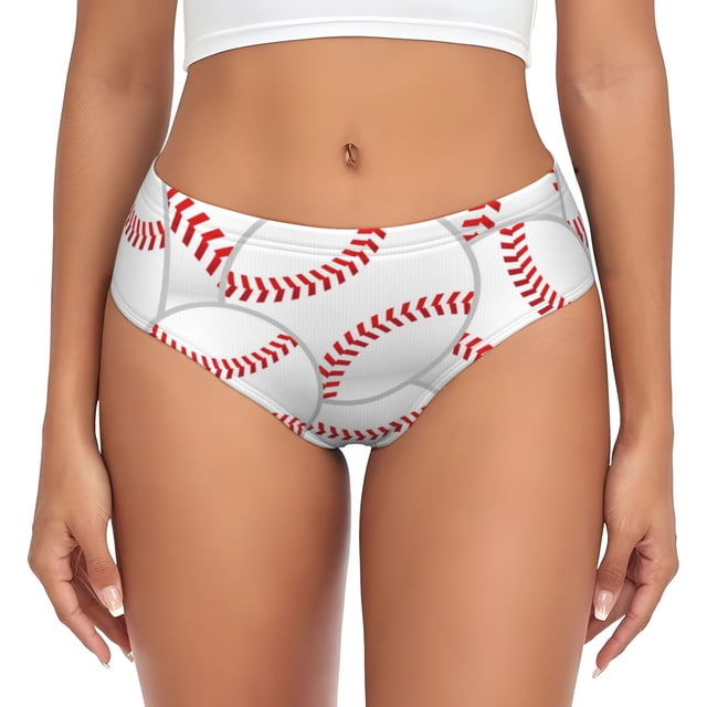 Balery Baseballs Ropa Interior de Algodón para Mujer con Dibujo – Braguitas Cómodas y Elásticas, Estilo Clásico-4X-Large