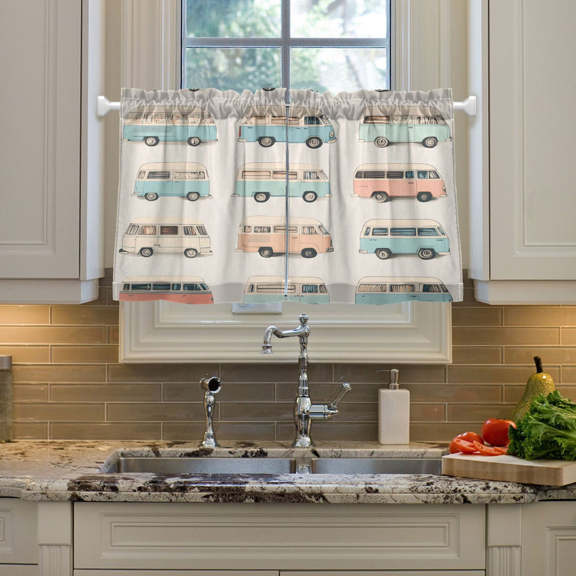 Cars 27"x36" Linen Look Cafe Curtain Set with Privacy and UV Protection