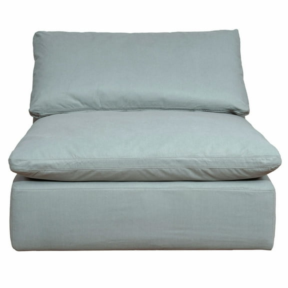 Sunset Trading Puff 44" Slipcovered Fabric Armless Chair in Ocean Blue