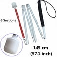 thumbnail image 3 of Bastón plegable de aluminio blanco para personas ciegas y con discapacidad visual (6 secciones plegables) (145 cm (57,1 pulgadas), mango negro), 3 of 5