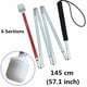 thumbnail image 3 of Bastón plegable de aluminio blanco para personas ciegas y con discapacidad visual (6 secciones plegables) (145 cm (57,1 pulgadas), mango negro), 3 of 5