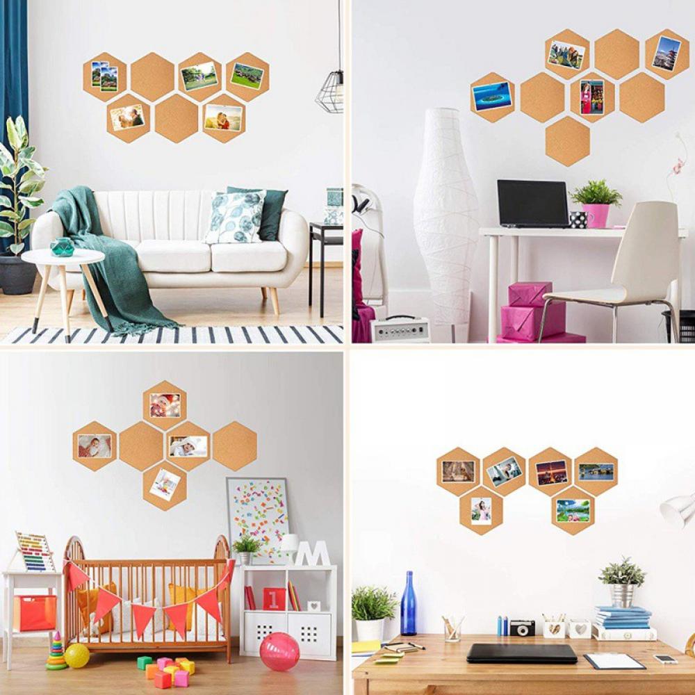 Wall Decor Bulletin Board, Pin Board Cork Tiles Hexagon Cork Board with Adhesive  Backing Memo Boards Message Board for Office Home Kitchen Dorm Room 