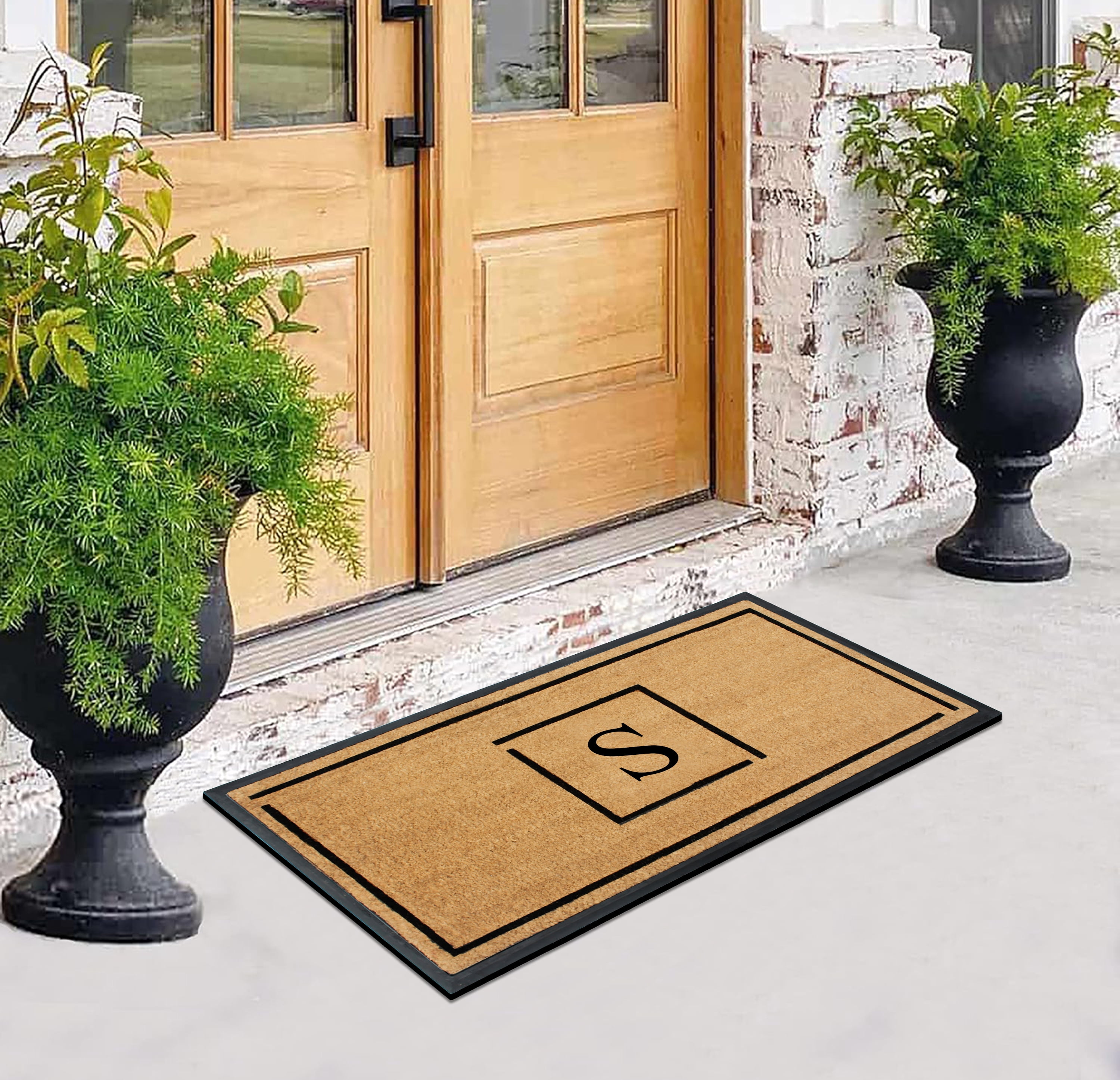 A1 Home Collections Hand-Crafted Rubber Coir Doormat Double/Single Door Mat for Outdoor 24x48 inch