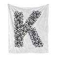 thumbnail image 1 of Letter K Soft Flannel Fleece Throw Blanket, Alphabet Design with Soccer Balls Composition with Sports Theme Outdoors, Cozy Plush for Indoor and Outdoor Use, 50" x 60", Black and White, by Ambesonne, 1 of 6