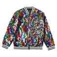 thumbnail image 5 of YONGHS Kids Girls Sparkly Sequins Baseball Coat Long Sleeve Disco Dance Party Bomber Jacket Colorful 14, 5 of 7