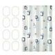 thumbnail image 2 of Juego de 8 cortinas de ducha impermeables y gruesas con ganchos | Forro de plástico para cortina de baño de 180 x 120 cm | Resistente al moho y al desgarro, instalación sin perforaciones | Ideal, 2 of 6