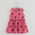 thumbnail image 2 of WEIYLL Robes Filles Été Fraise Sans Manches Enfants Robe Rose Vif Vêtements 2-3 Ans, 2 of 3
