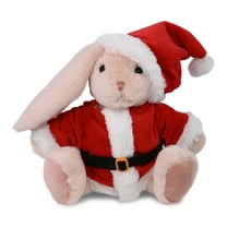 DolliBu Santa Baby Pink Rabbit Stuffed Animal Plush Toy - Super Soft Dress Up with Red Santa Claus Outfit, Cute Farm Life Rabbit Gift Perfect Holiday Christmas Gift - 8 Inches