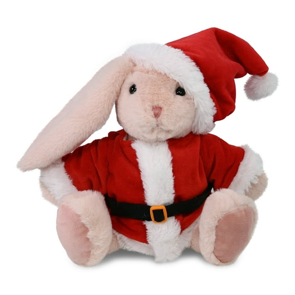 DolliBu Santa Baby Pink Rabbit Stuffed Animal Plush Toy - Super Soft Dress Up with Red Santa Claus Outfit, Cute Farm Life Rabbit Gift Perfect Holiday Christmas Gift - 8 Inches