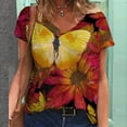 thumbnail image 1 of Pntutb Moda Mujer tops Verano Cuello en V Estampado Manga Corta Camiseta Casual Blusa Suelta Pntutb Pntutb-3346, 1 of 4