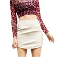 thumbnail image 2 of Idoravan Women's Basic Versatile Skirt Womens Pencil Bodycon Short Skirt Curved Elastic Slim Leather Skirt with Buttocks, 2 of 9