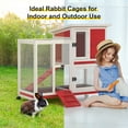 thumbnail image 3 of GOJOOASIS Rabbit Hutch Indoor, Water Resistant Wood Chicken Coop Outdoor with 3 Removable Tray & Running Cage & Ramp & Wheels, Red & White, 3 of 7