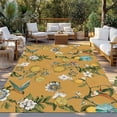 thumbnail image 2 of Yellow Botanical Outdoor Rug for Patio/Deck/Porch, Non-Slip Large Area Rug 5 x 8 Ft, Spring Floral Summer Lemon Birds Indoor Outdoor Rugs Washable Area Rugs, Reversible Camping Rug Carpet Runner, 2 of 8