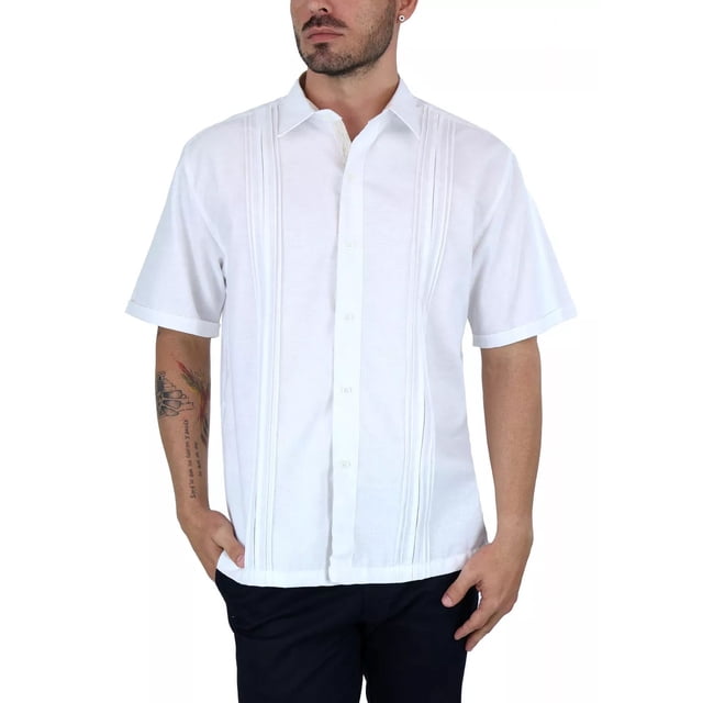 Camisas Con Look De Lino De Manga Corta Estilo Guayabera