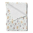 thumbnail image 2 of Cartoon Soft Flannel Fleece Throw Blanket, Nursery Theme of Bear Bunny and Fox with Scarfs and Hats Snowflakes, Cozy Plush for Indoor and Outdoor Use, 50" x 60", Multicolor, by Ambesonne, 2 of 5