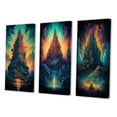 thumbnail image 3 of Designart "Dreamy Rainbow Landscape Ancient Temple Setting" Christianism Wall Art Set Of 3 - Traditional Blue Canvas Set For Living Room Decor, 3 of 6