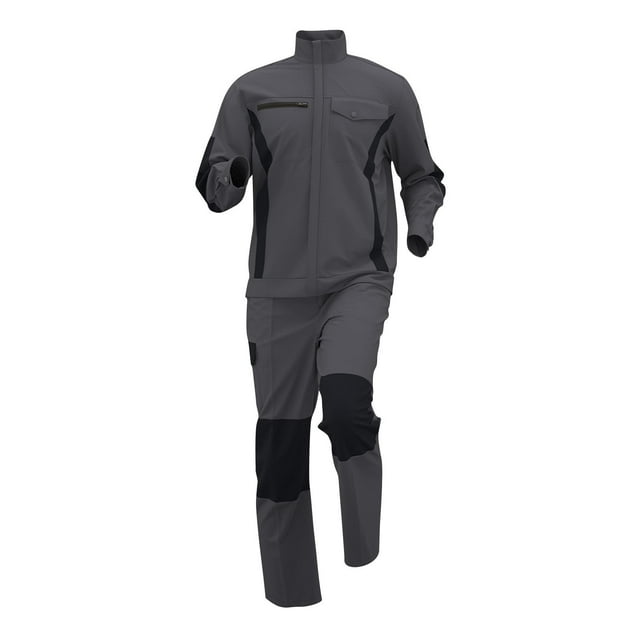 Ohufall Men's 2 Pieces Outfits Wear-Resistant and Reflective Long Sleeve Lapel Tops & Pants Machine Repair Clothes, Welding Workshop Construction Labor Protection Work Clothes Set