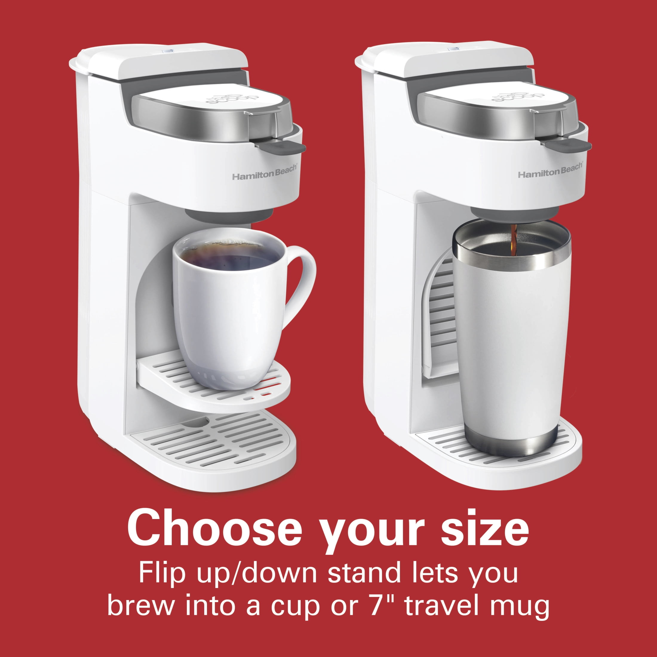 Hamilton Beach The Scoop Single Serve Coffee Maker, No Pods or Coffee Filters Needed, Cafetera, White