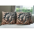 thumbnail image 6 of Ambesonne Lion Throw Pillow Cover 4 Pack, Brick Wall and Classical Pose, 24", Ginger Coconut, 6 of 7