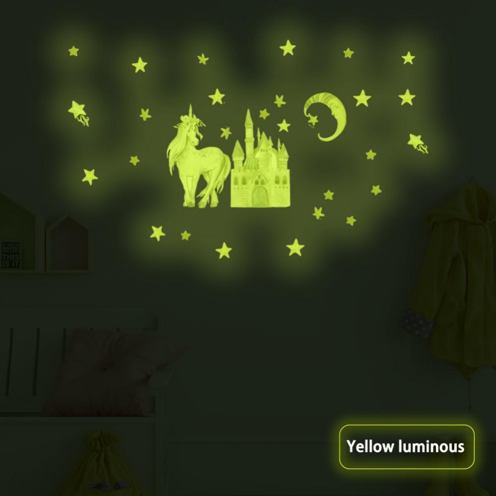 FANTADOOL Glow in The Dark Stars, Glowing Unicorn Sets with Castle Moon