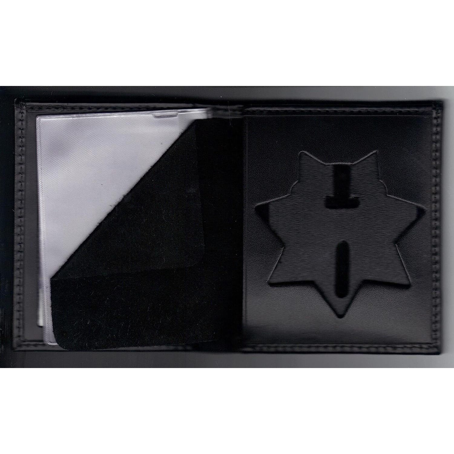 Leather BiFold Flat Badge Holder 7 Point Star Compact, Innercut Size 2