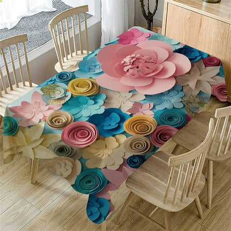 

CHMORA Primeval 3D Flower Table Cloth Rectangular Tea Table Cover Dining Home Decor