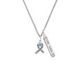 thumbnail image 2 of Delight Jewelry Silvertone Scroll Ribbon with Light Blue Crystal Silvertone Hope Anchors the Soul Bar Charm Necklace, 23", 2 of 4
