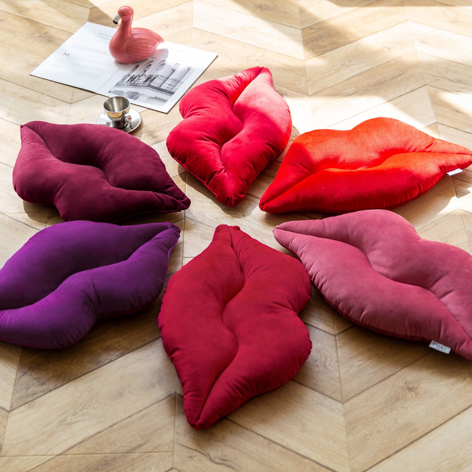 Phantoscope Lips Throw Pillows Smooth Soft Velvet Cushion with Insert Included, Decorative Lumbar Pillow for Couch Bed Living Room, Red, 24 x 12 Inches