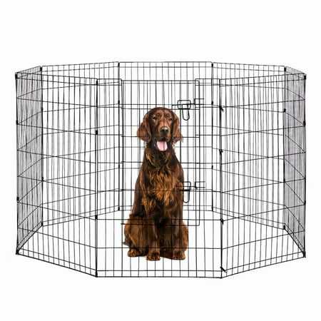 Dog Exercise Pen Pet Playpens for Dogs - Puppy Playpen Outdoor Back or Front Yard Fence Cage Fencing Doggie Rabbit Cats Playpens Outside Fences with Door - Metal Wire 8-Panel