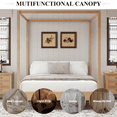 thumbnail image 3 of Wood Canopy Bed Frame King Size/Mattress Foundation with Wood Slats Support/No Box Spring Needed/Easy Assembly/Natural, 3 of 7