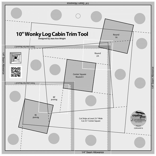 Creative Grids Quilt Ruler 10in Wonky Log Cabin Trim Tool