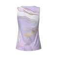 thumbnail image 5 of Xecao Lavender Glitter Foil Stripes print women's scoop neck, loose-fit workout tank tops for the gym., 5 of 9