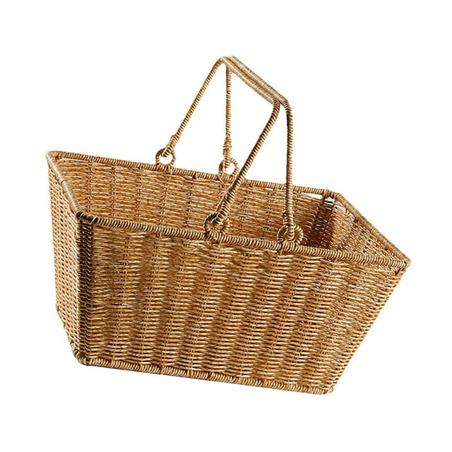 Cesta de cocina de imitación de ratán, cesta de la compra, decoración nórdica, fácil de usar. L