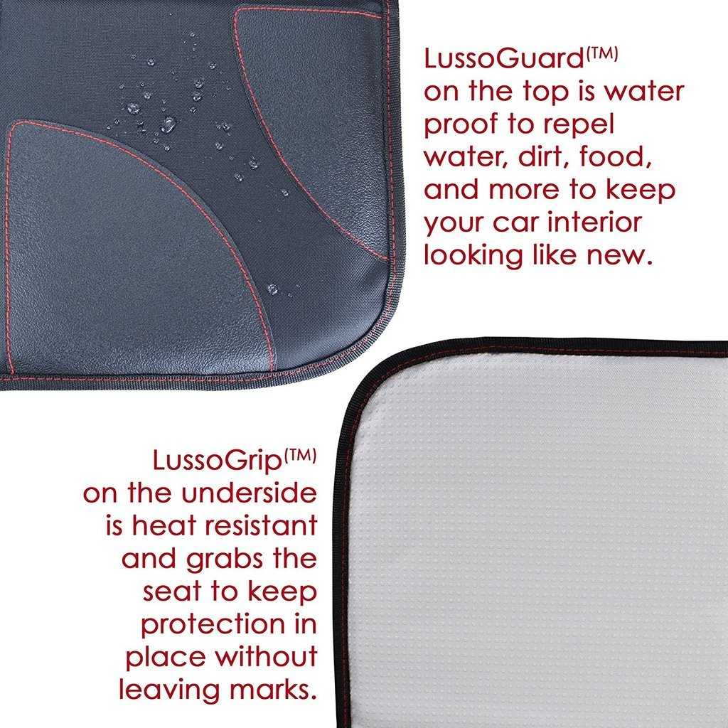 Lusso Gear Car Seat Protector Thick Padding, Durable, Waterproof PVC  Leather X-Large, Black with Red Stitching