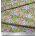 thumbnail image 2 of Soimoi Green Cotton Duck Fabric Anemone & Lavender Blue Flower Floral Fabric Prints By Yard 58 Inch Wide, 2 of 3