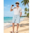 thumbnail image 4 of COOFANDY Mens Linen Shorts 9" Casual Beach Shorts Elastic Waist Summer Vacation Short, 4 of 6