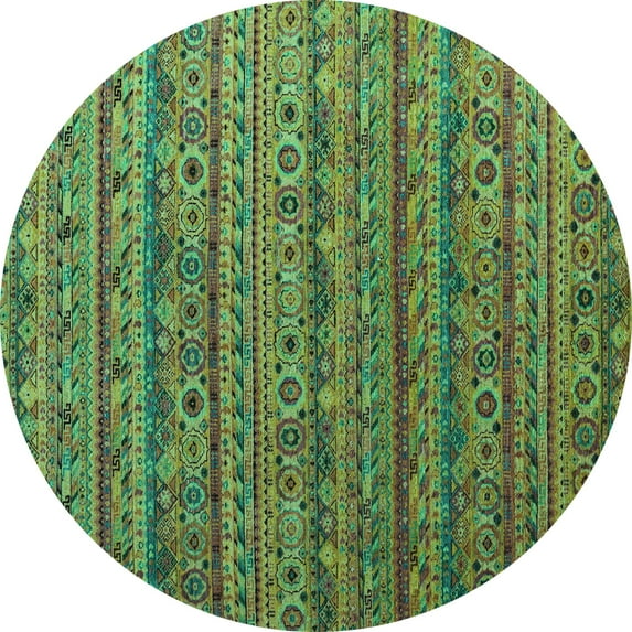 Ahgly Company Indoor Round Abstract Turquoise Blue Modern Area Rugs, 7' Round