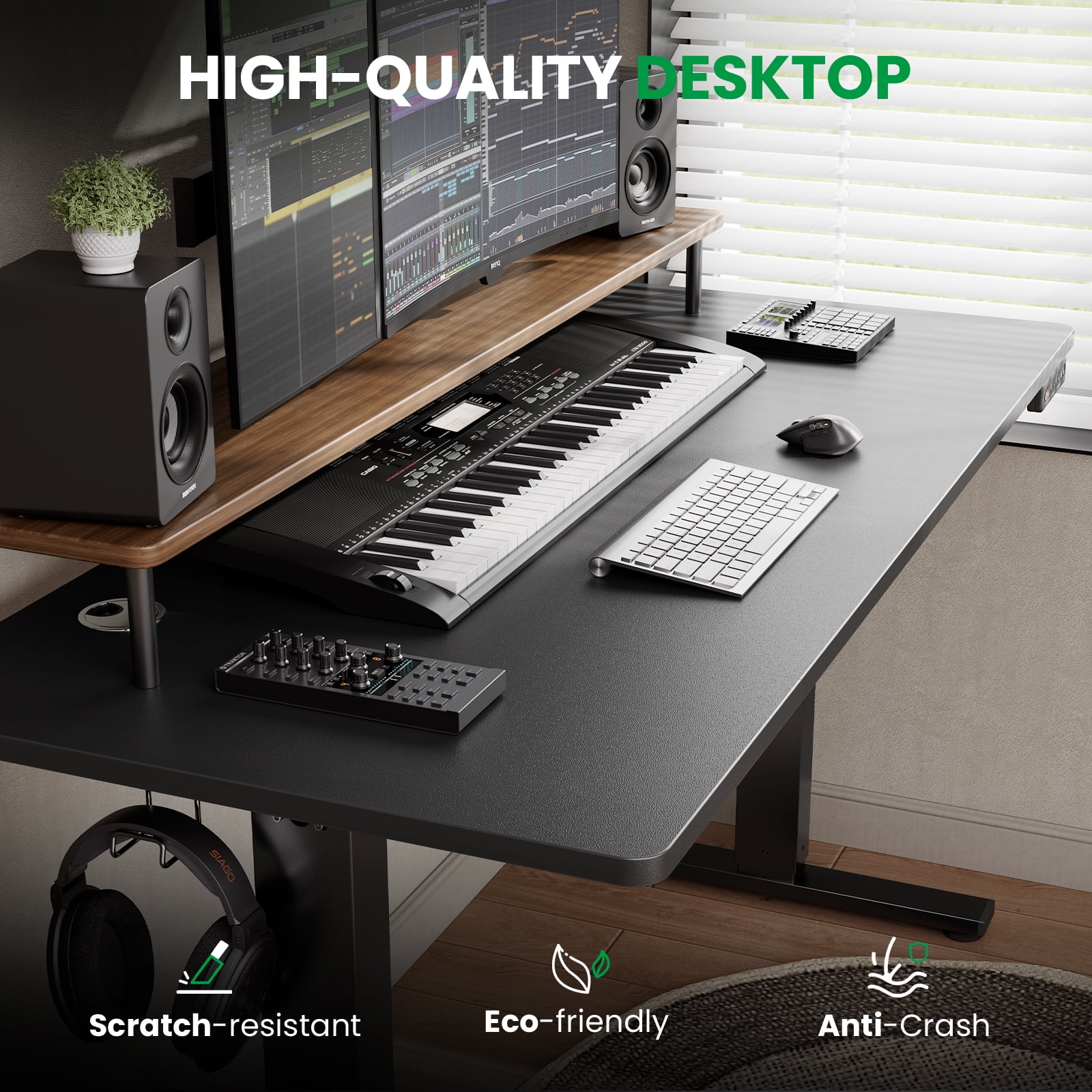Electric Standing Desk with Memory Controller, Adjustable Height Sit Stand Desk, Quiet Motor, Heavy-Duty Steel Frame, 201 lb Capacity