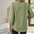 thumbnail image 6 of ManxiVoo Women Notched Neck Blouse 3/4 Sleeve Printed Work Shirt Casual Button Down Top with Pocket Modern Office Wear Lightweight XXL Size Light Green, 6 of 6