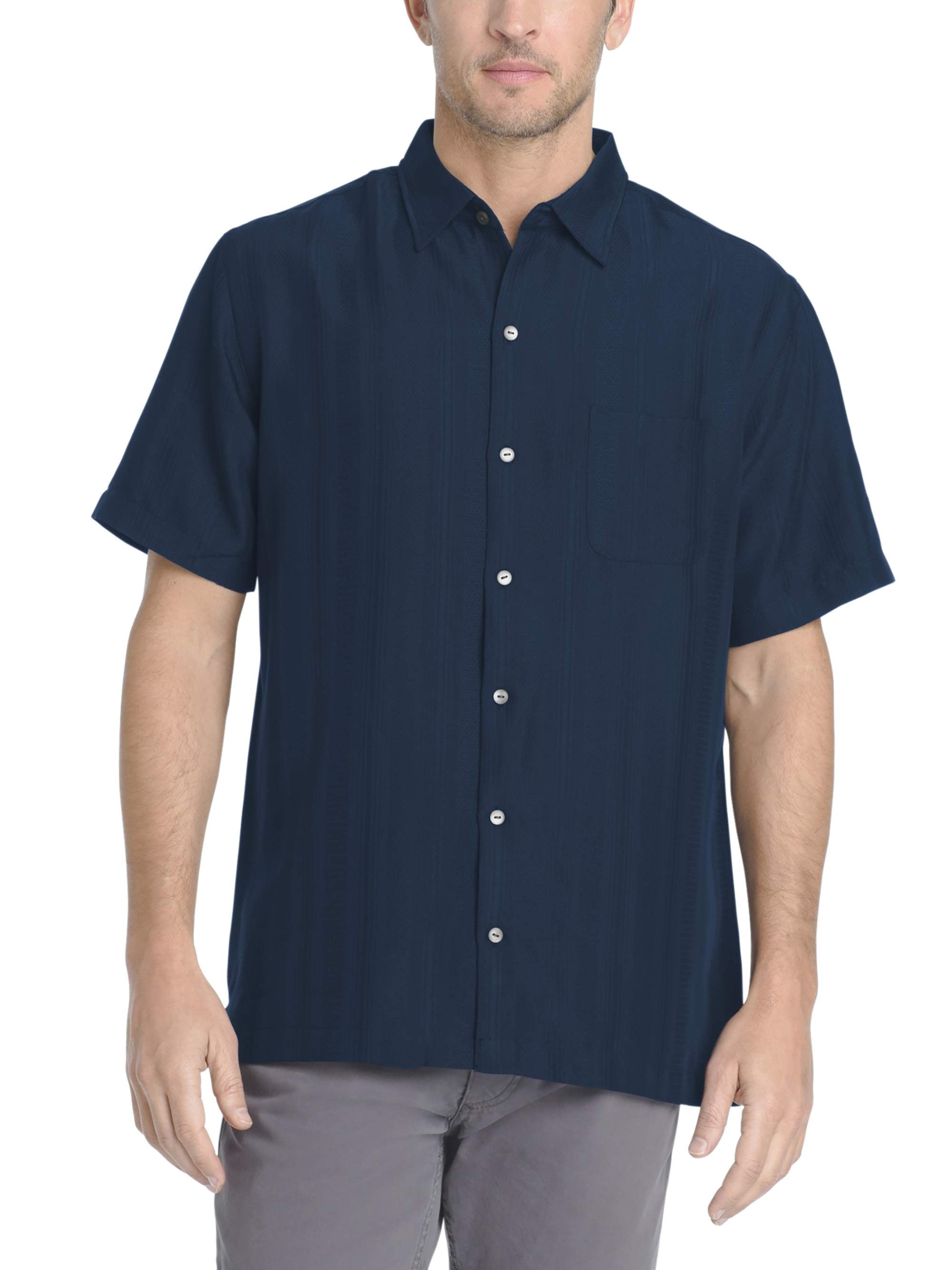 Van Heusen Mens Air Short Sleeve Button Down Poly Rayon Stripe Shirt