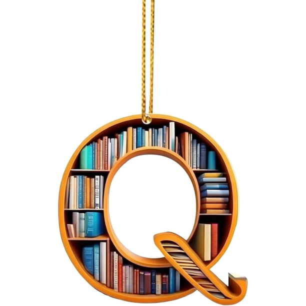 Adornos de árbol de Navidad con forma de libro, colgante de estantería con forma de letra, adorno de bibliotecario para amantes de los libros, adorno de acrílico para Navidad, regalo para amantes de l