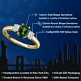 thumbnail image 2 of Gem Stone King 10K Yellow Gold Emerald Envy Mystic Topaz and White Zirconia Engagement Ring for Women | 1.45 Cttw | Oval 7X5MM | Gemstone November Birthstone | Size 6, 2 of 6