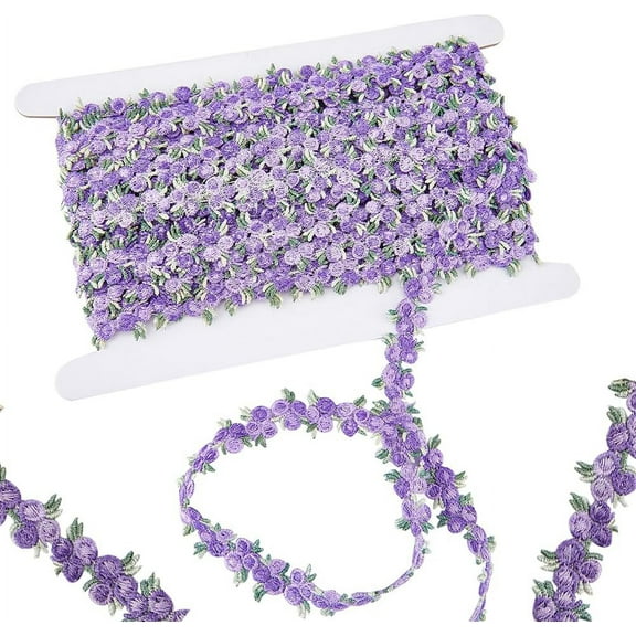 10 Yards Flower Polyester Trim Ribbon for Curtain Lace Trimmings Purple 3/4 inch(20mm)