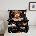 thumbnail image 6 of jejeloiu Highland Cow Floral Butterfly Pattern Queen Comforter Set Kids,Farmhouse Floral Print Bedding Comforter Set For Boy,Reversible,3pcs, 6 of 8