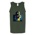 thumbnail image 2 of Wild Bobby, Colorful Cosmic Neon Astronaut Lunar Spaceman Moon Galaxy, Fashion, Men Graphic Tank Top, Forest Green, XX-Large, 2 of 4
