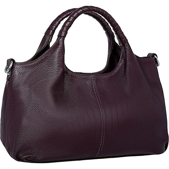 GAOKETOP Women's Genuine Leather Handbag, Casual Large Capacity Shoulder Bag, Crossbody Bag, Handbag, Brown.