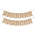 thumbnail image 4 of HONMEET 2Pcs Swallowtail Hanging Garland Linen Retirement Banner for Party Decoration Light Brown Color, 4 of 7
