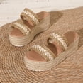 thumbnail image 4 of Pandaie Platform Slip on Espadrille Sandals for Women 2026 Bohemia Summer Wedges Slides Open Toe Comfortable Dressy Shoes Gold Size 7.5, 4 of 7